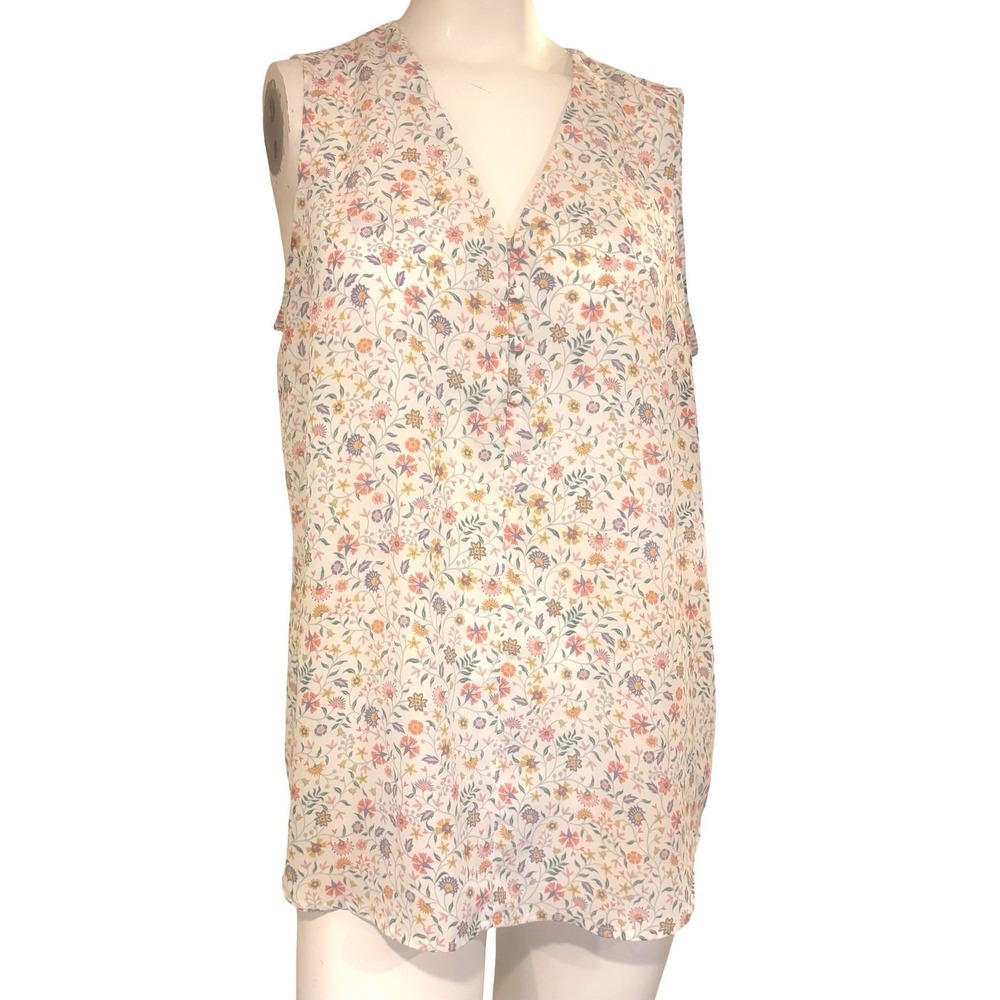 Adrianna Papell Womens Floral Sleeveless V-Neck Blouse Multi-Color AD1S300563 M